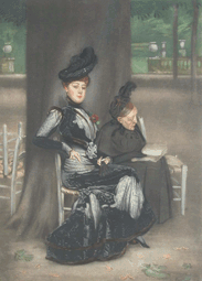 Young and old ladies in the Luxembourg garde