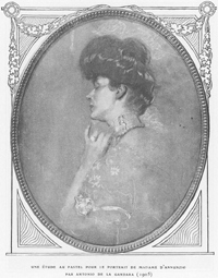 Pastel de Marie d'Annunzio dans une pose proche du tableau final